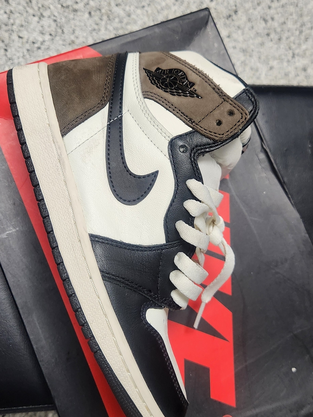 Air-inspired Men’s High-Top Sneaker in White, Black & Brown